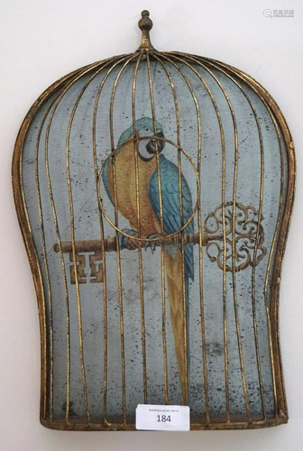 PAIR OF WALL MOUNTED BRASS BIRD CAGES