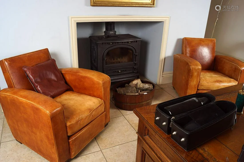 PAIR OF EDWARDIAN LEATHER CLUB CHAIRS