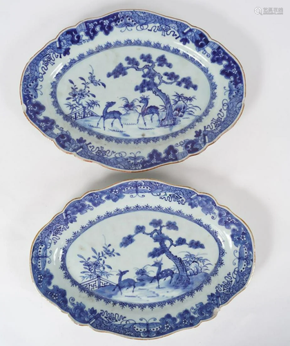 PR OF 18TH-CENTURY CHINESE BLUE & WHITE PLATTERS