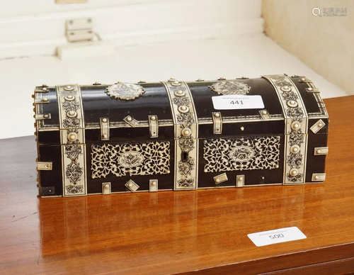 19TH-CENTURY INDO-PERSIAN IVORY AND EBONY CASKET