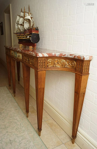 LOUIS XVI STYLE AND PARCEL GILT CONSOLE TABLE