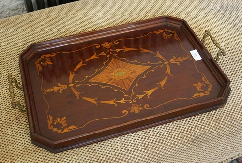 EDWARDIAN MAHOGANY AND INLAID TRAY