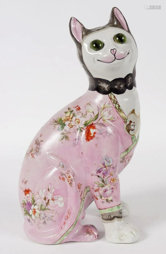 PORCELAIN POLYCHROME CAT, CIRCA 1900