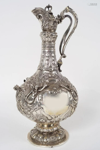 19TH-CENTURY SILVER CLARET JUG