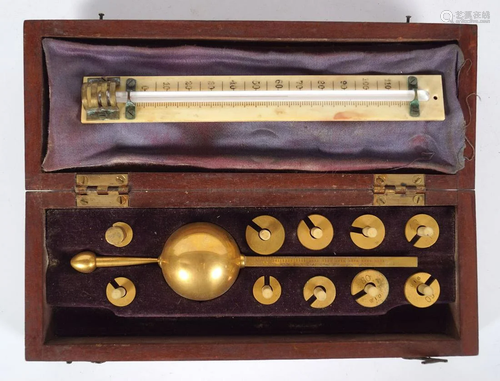 19TH-CENTURY CASED HYDROMETER