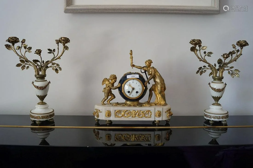 19TH-CENTURY FRENCH ORMOLU CLOCK GARNITURE