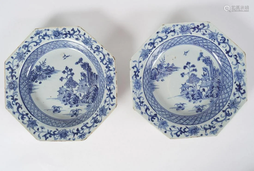 PR OF 18TH-CENTURY CHINESE BLUE & WHITE PLATES