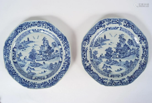 PR OF 18TH-CENTURY CHINESE BLUE & WHITE PLATES