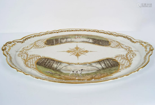 FRENCH PORCELAIN AND PARCEL GILT TRAY