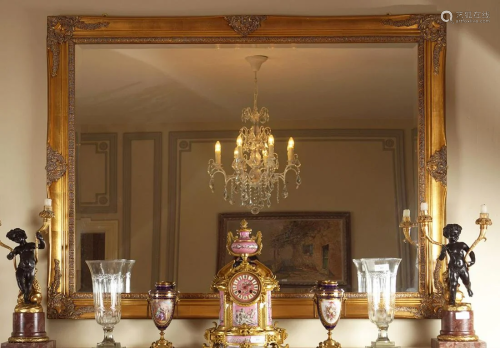 LARGE GILT FRAMED OVER MANTLE MIRROR