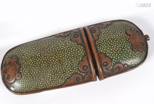 19TH-CENTURY BRASS AND SHAGREEN SPECTACLE CASE