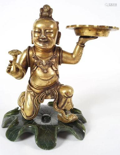 CHINESE QING GILT BRONZE FIGURE