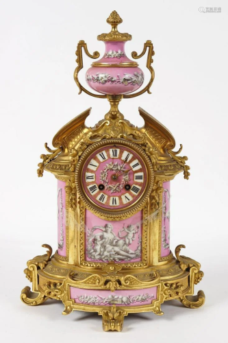 19TH-CENTURY FRENCH SÃˆVRES & ORMOLU MANTLE CLOCK