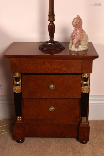 PAIR OF EMPIRE STYLE WALNUT CHESTS