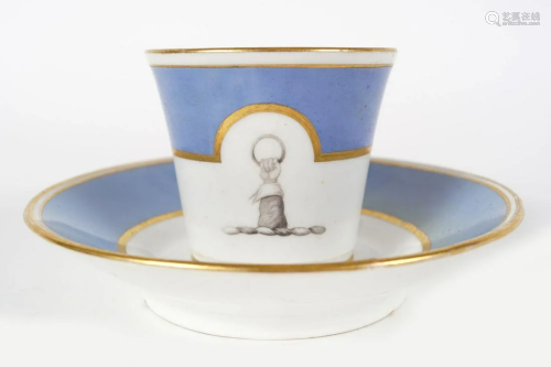 18TH-CENTURY PORCELAIN PARCEL GILT CUP AND SAUCER