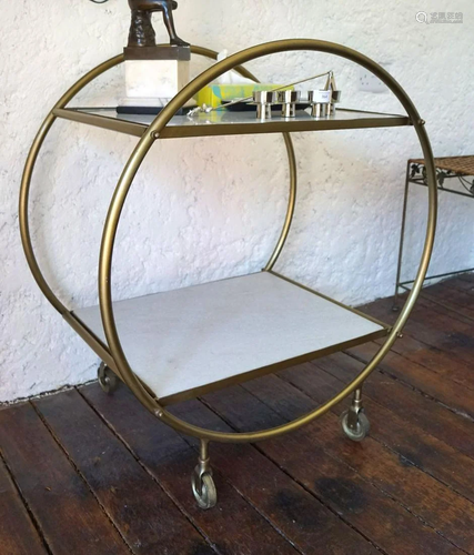 DESIGNER 2-TIER METAL FRAMED TEA TROLLEY