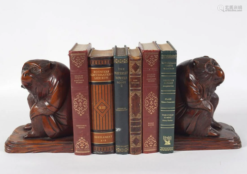 PAIR OF CARVED WOOD BOOKENDS