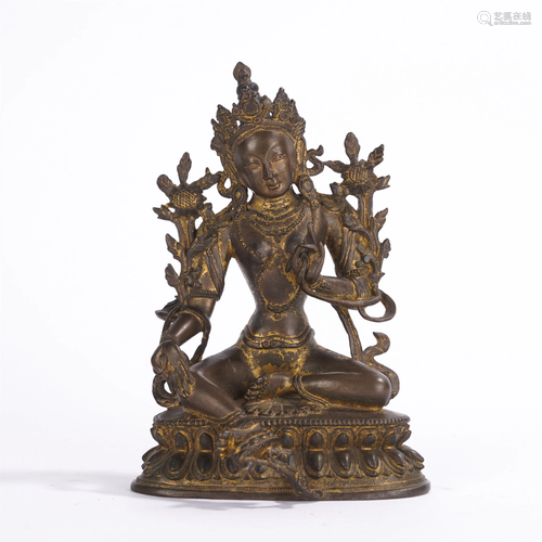 A GILT-BRONZE FIGURE OF GREEN TARA