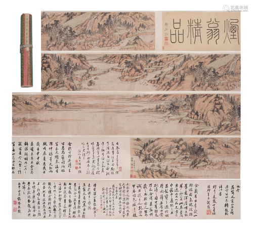 A CHINESE SCROLL PAINTING OF LIVING BY STREAM