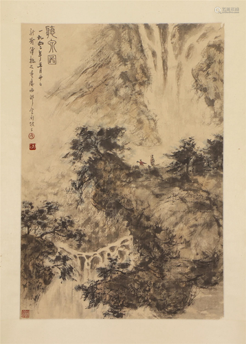 A CHINESE PAINTING OF LISTENING THE STREAM