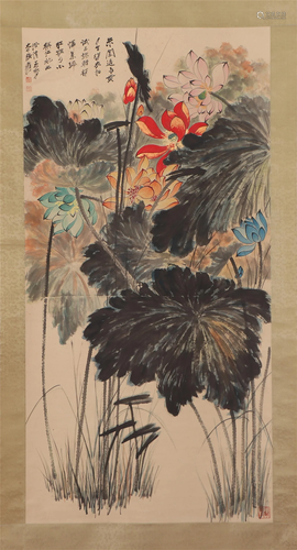 A CHINESE PAINTING OF LOTUS POND