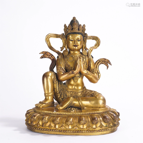 A CHINESE GILT BRONZE BODHISATTVA