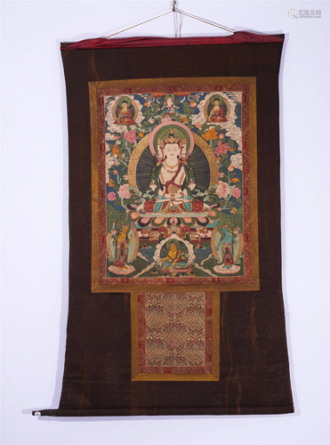 A CHINESE THANGKA OF AMITAYUS