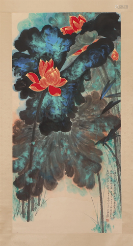 A CHINESE PAINTING OF LOTUS POND