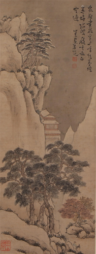 A CHINESE PAINTING OF WINTER SCENERY