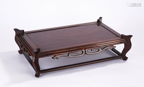 A CHINESE HARDWOOD RECTANGULAR LOW TABLE