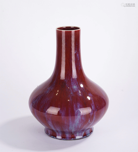 A CHINESE FLAMBE GLAZED PORCELAIN VASE