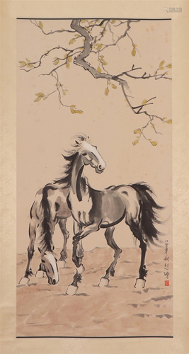 A CHINESE PAINTING OF RESTING HORSES