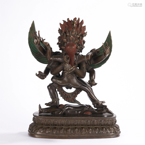 A TIBETAN STYLE COPPER ALLOY HAYAGRIVA