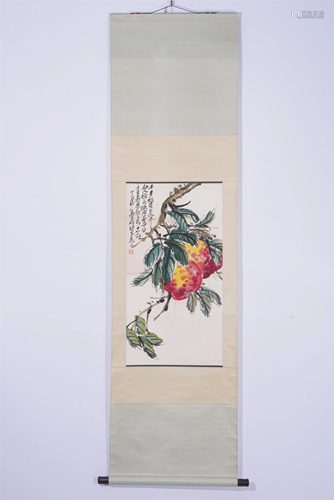 A CHINESE PAINTING OF LONGEVITY PEACHES