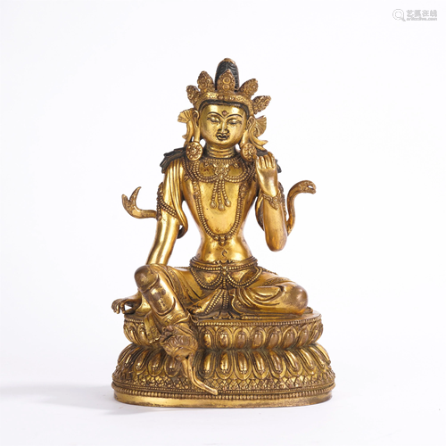 A TIBETAN GILT-BRONZE FIGURE OF TARA