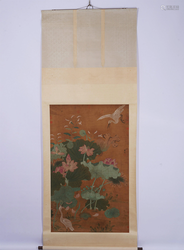 A CHINESE PAINTING OF LOTUS POND