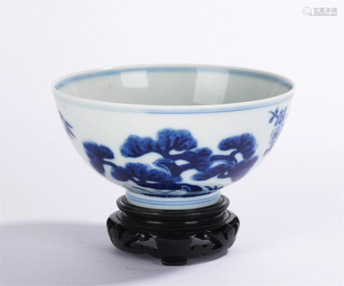 A BLUE AND WHITE THREE FRIENDS OF WINTER BOWL