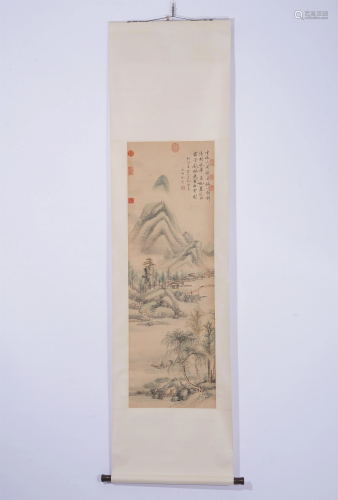 A CHINESE PAINTING OF ADMIRING SCENERY