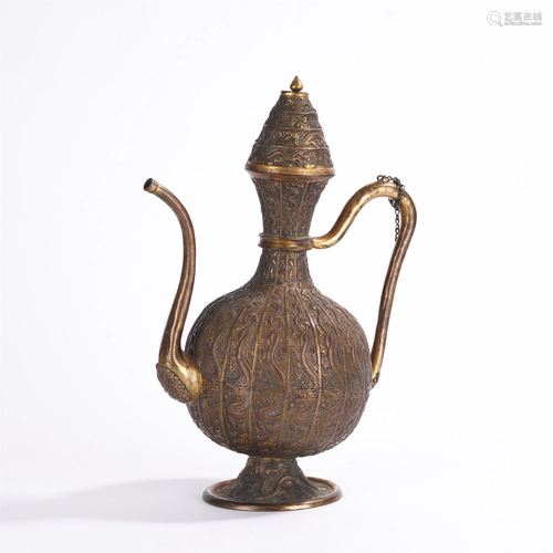 A GILT BRONZE DRAGON EWER