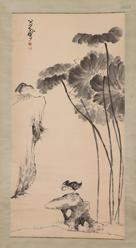 A CHINESE PAINTING OF LOTUS POND