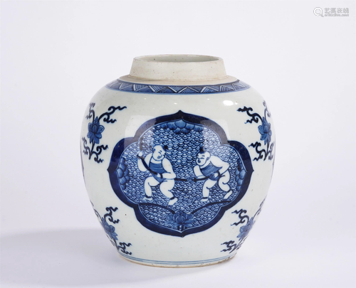 A CHINESE BLUE AND WHITE GINGER JAR