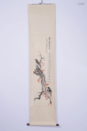 A CHINESE PAINTING OF BIRD ON BRANCHES