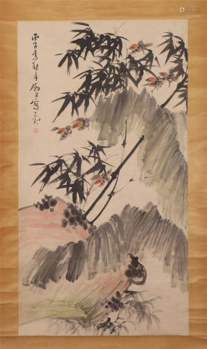 A CHINESE PAINTING OF GARDEN SCENERY