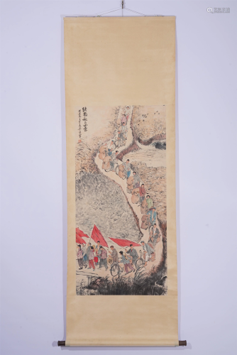 A CHINESE PAINTING DEPICTING AUTUMN VILLAGE