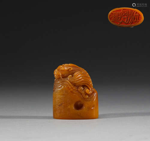 In the Qing Dynasty, Shoushan Tian Huangshi animal button se...