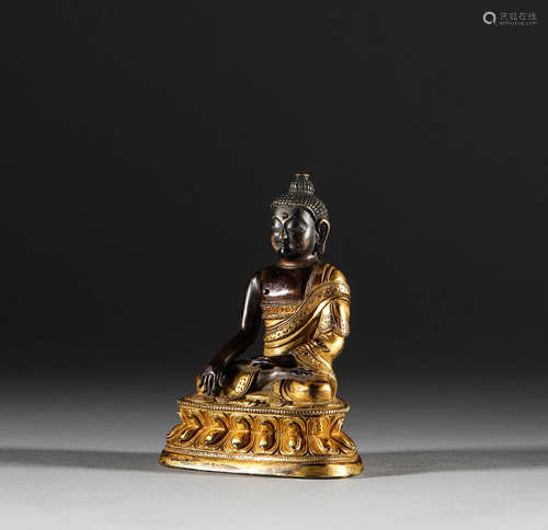 Qing Dynasty, Tibetan copper gilding, Shakyamuni