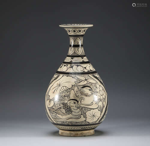 Song Dynasty, Cizhou kiln, mandarin duck jade pot, spring bo...