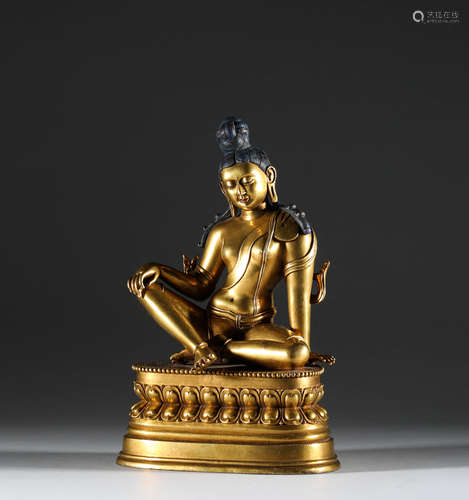 Qing Dynasty, Tibet, bronze gilding, free Guanyin