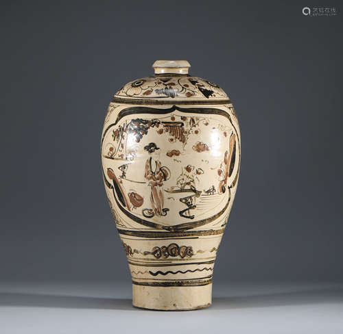 Song Dynasty, Cizhou kiln, character story, plum vase