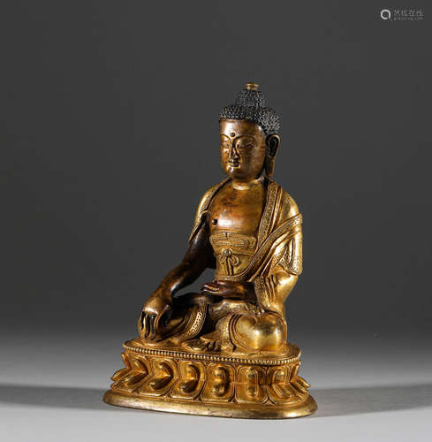 Qing Dynasty, Tibetan copper gilding, Shakyamuni